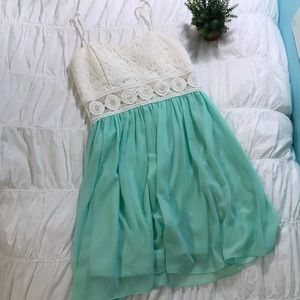 Light mint and white sheer belt Dress